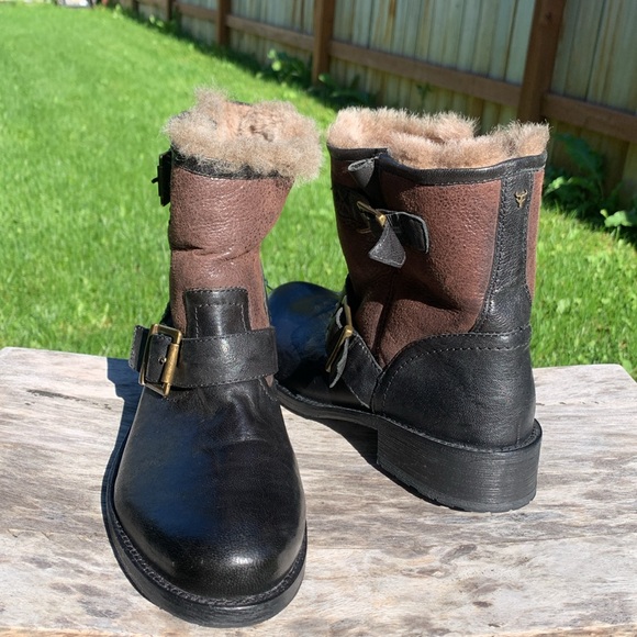 Trask Shearling Lined Moto Boots Brenna - Picture 12 of 13